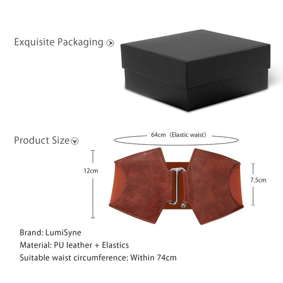 Leather Belt Women Wide Elastic Waist Belt Alloy Hook Buckle Waistband😼